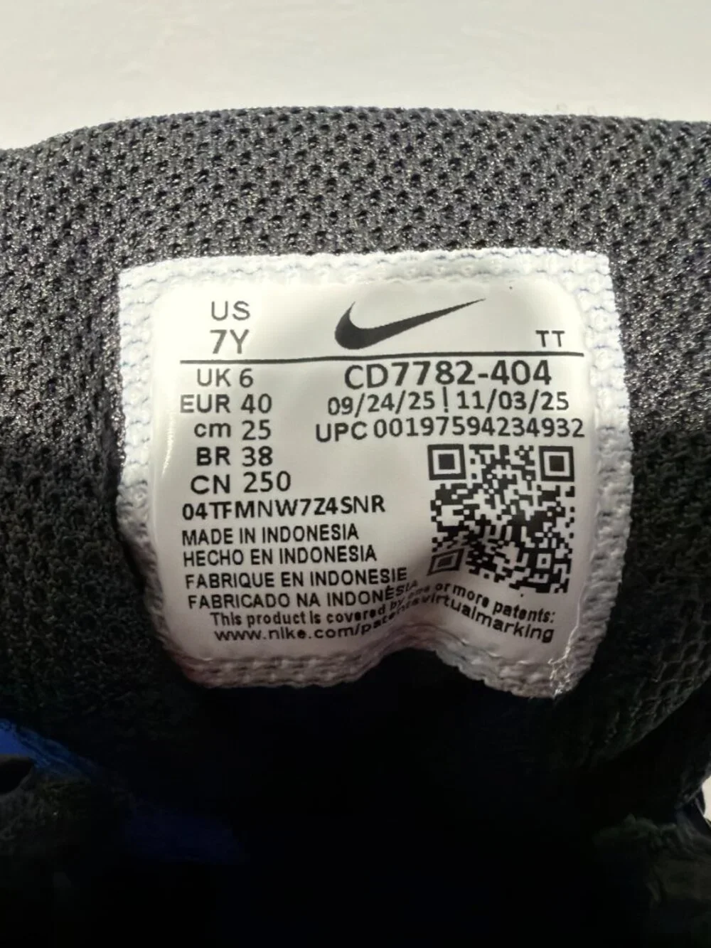 Nike Court Borough Mid 2 Kids Sneakers Blue Black Strap Shoes Size 7